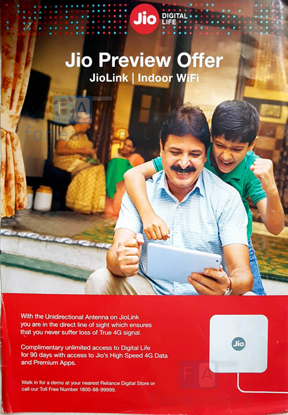 Reliance Jio JioLink Indoor WiFi Launched with 90days Preview offer @ 2500/-