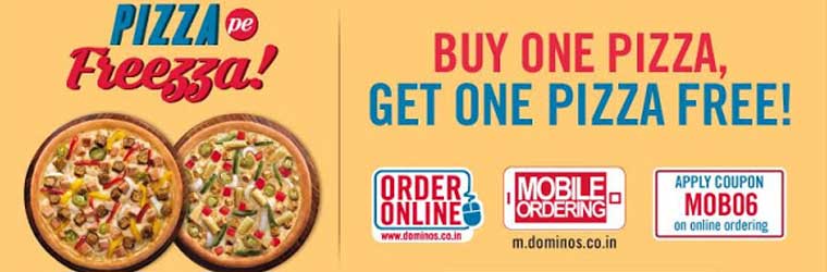 For 500/-(50% Off) Dominos - Buy 1 pizza get 1 pizza (Only for Today) at Dominos